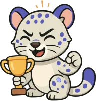 El leopardo de las nieves de NewLexi celebra con un trofeo