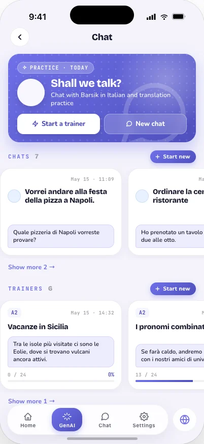 Pantalla del chat con IA de NewLexi