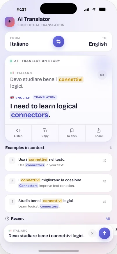 Pantalla del traductor de NewLexi
